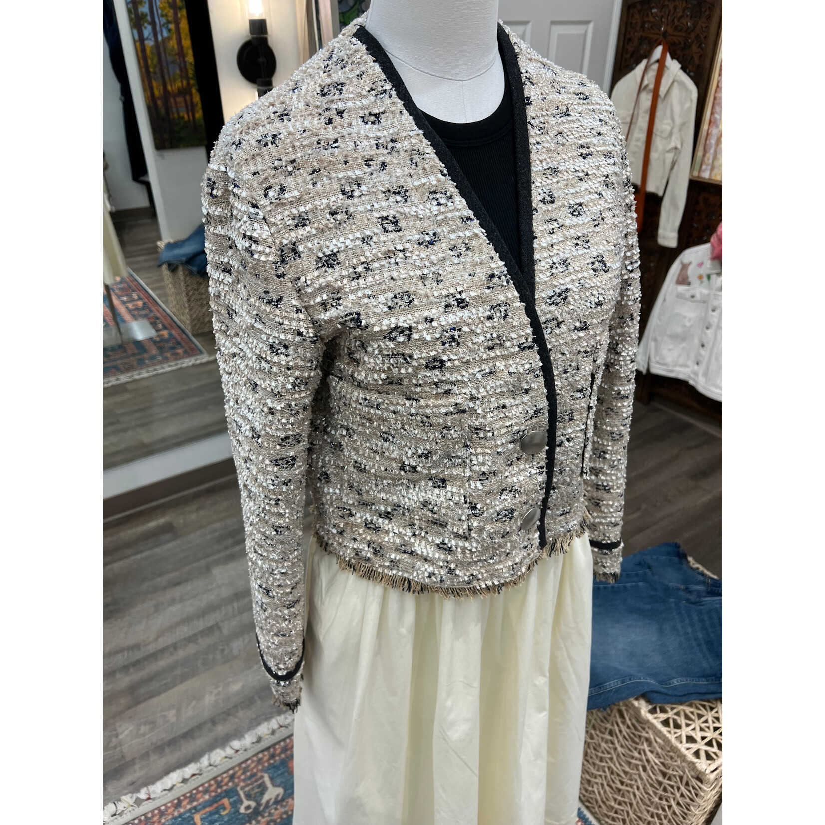 Forte Forte Tweed Jacquard Cropped Jacket