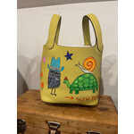 Kim Wyly Hand Painted Yellow Leather Bucket Bag