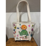 Kim Wyly Hand Painted Small Tote w/ Long Handles - Owl & Turtle