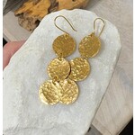 DeNev 3 Coin 18k Yellow Gold Vermeil Earrings - Medium