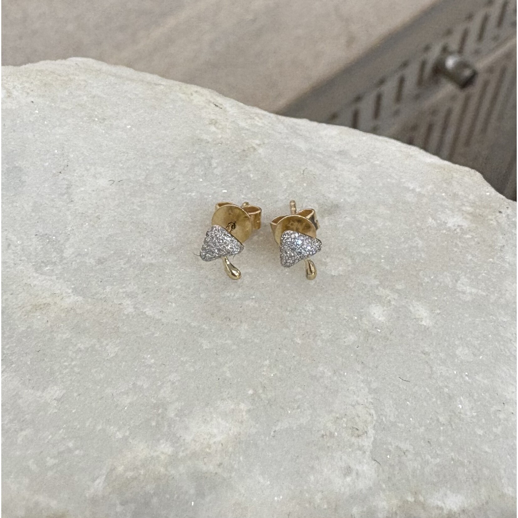 Andi Alyse Mini Mushroom Stud Earrings with Diamonds set in 14K Yellow Gold (56 Diamonds, .12ct)