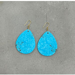 DeNev Giant Rounded Droplet Nacozari Turquoise Slab Earrings on 18k Gold Hardware