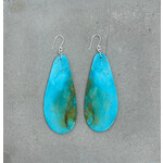 DeNev XL Kingman Turquoise Slab Earrings on Sterling Silver Hardware