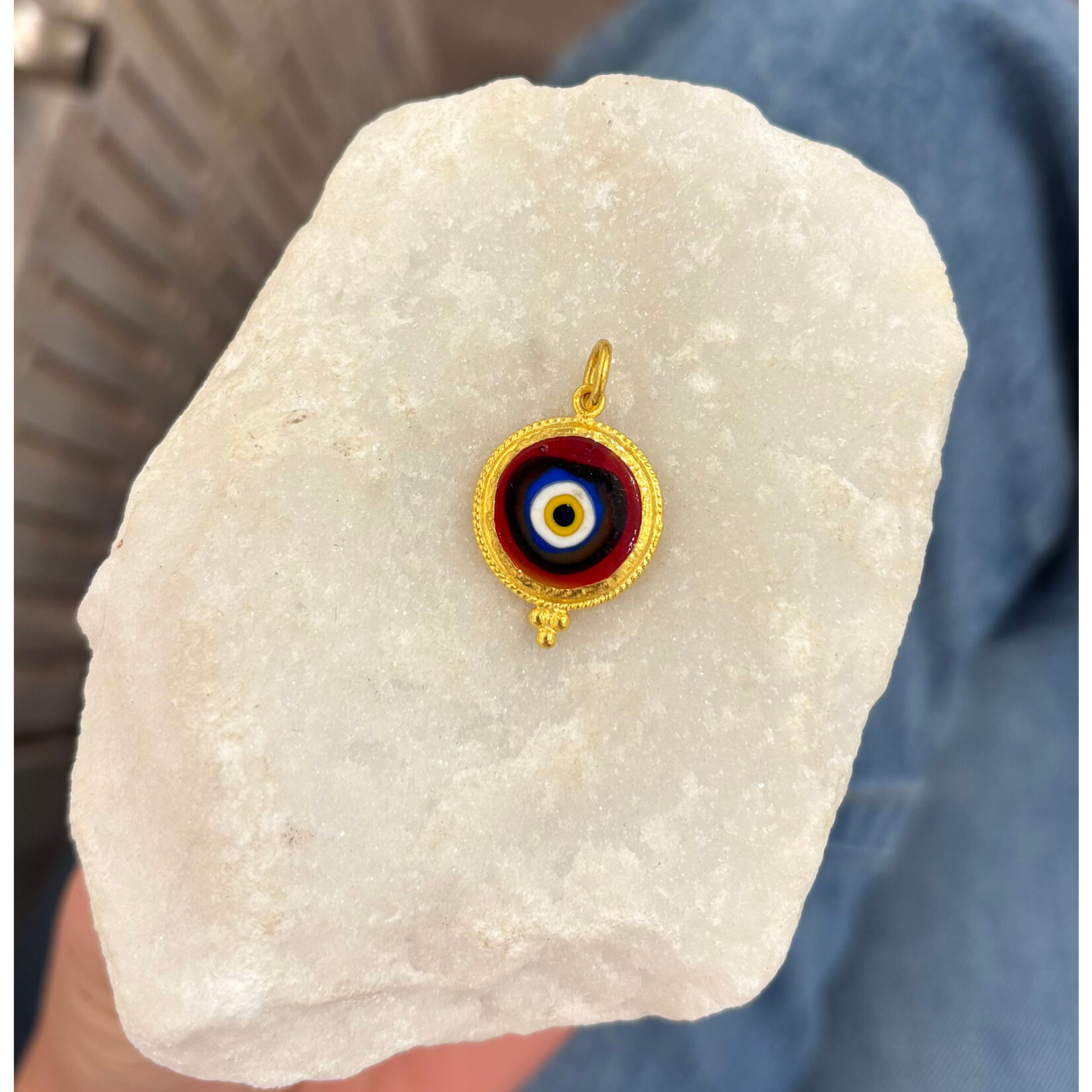 ARA Collection 24k Gold Red Glass Evil Eye Pendant