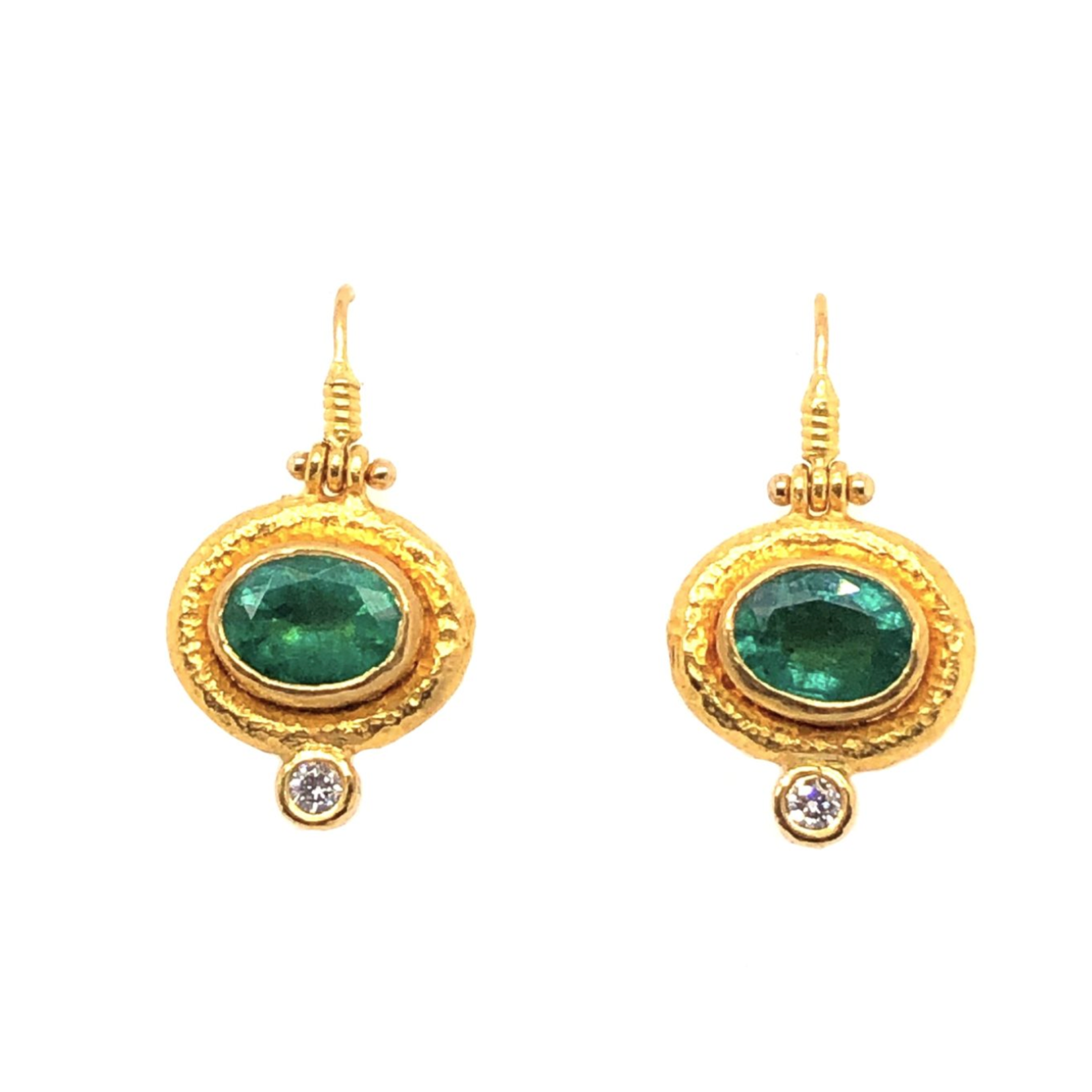ARA Collection 24k Gold, Emerald & Diamond Wire Earrings