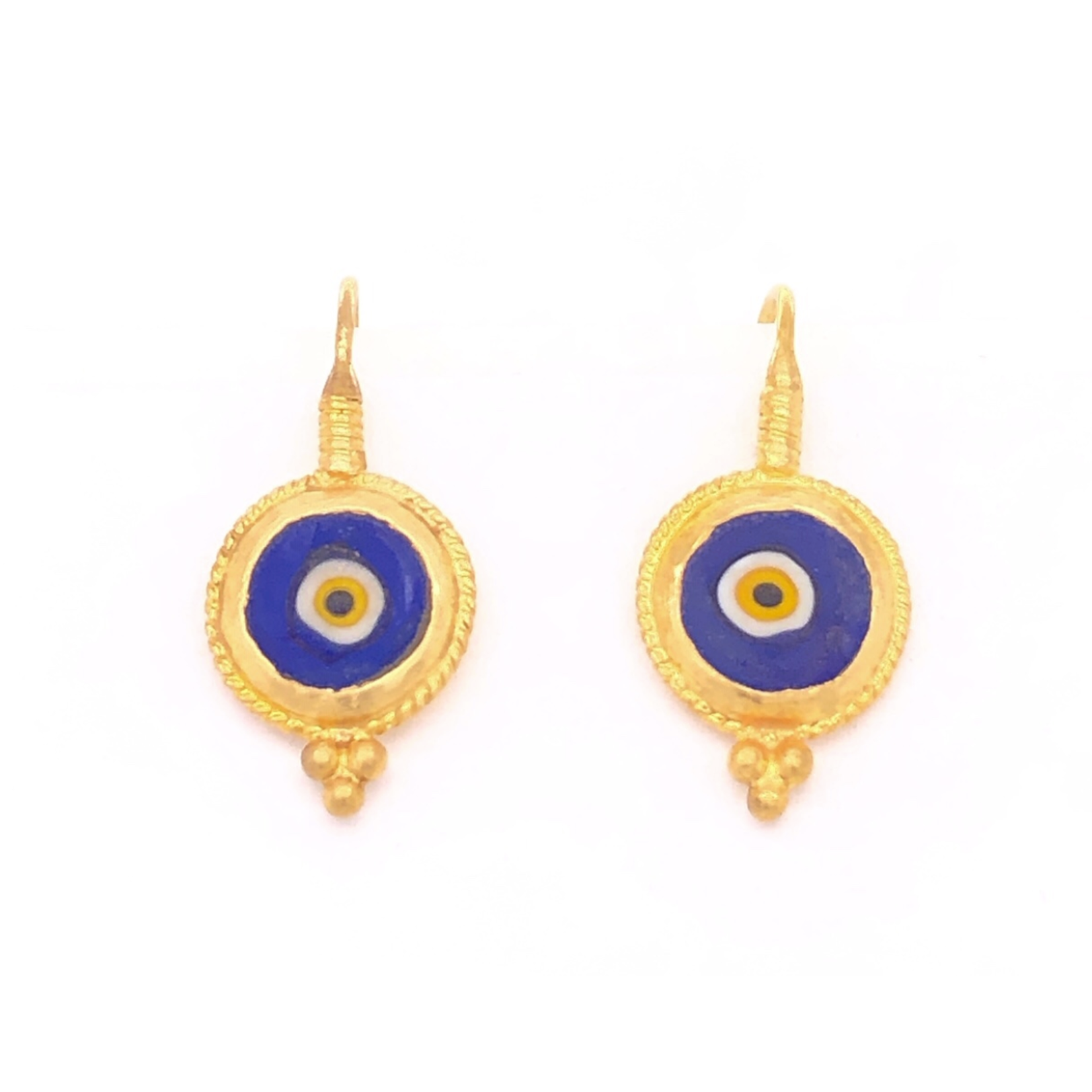 ARA Collection 24k Gold Blue Evil Eye Wire Earrings