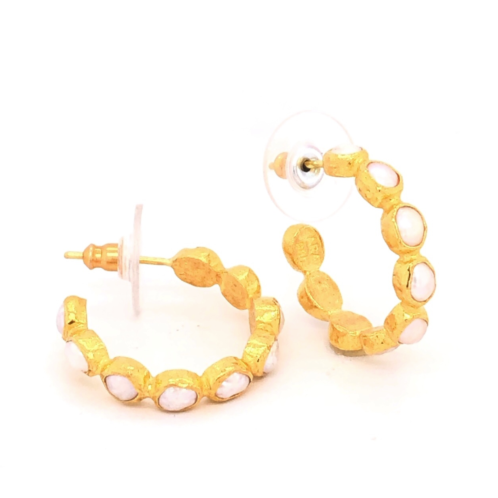 ARA Collection 24k Gold Nugget Pearl Hoops
