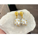 ARA Collection Pearl with Bezel Set Diamonds on 24k Gold Drop Studs
