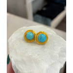 ARA Collection 24k Gold Large Round Turquoise Studs