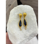 ARA Collection Rose Cut Sapphire on 24k Gold Drop Studs
