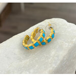 ARA Collection 24k Gold & Small Square Turquoise Hoops