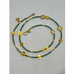 ARA Collection Emerald and 24K Gold Disc Necklace, 17.5"