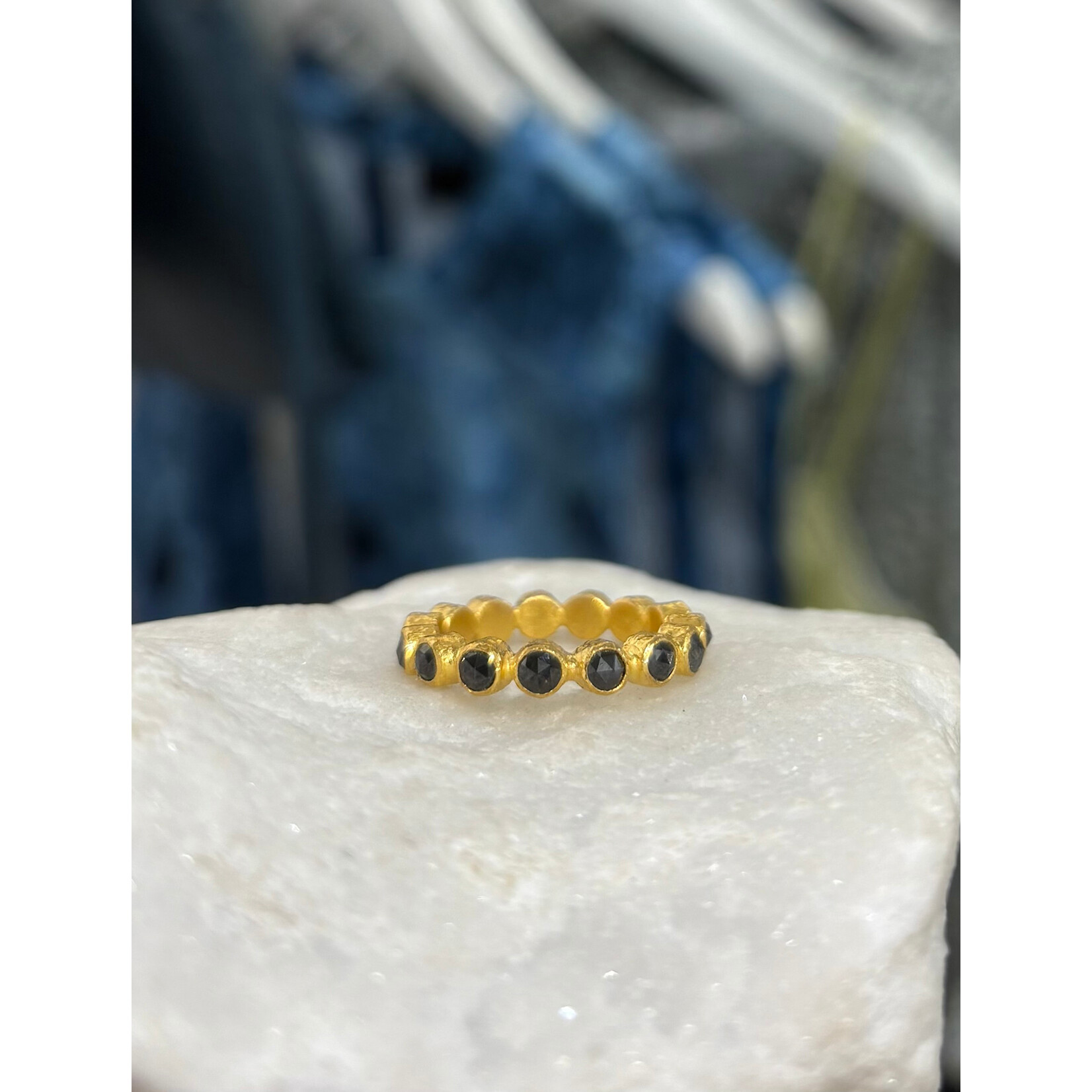 ARA Collection 24k Gold Black Diamond Eternity Ring
