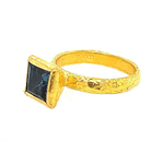 ARA Collection Square Emerald Cut London Blue Topaz Ring in 24k Gold