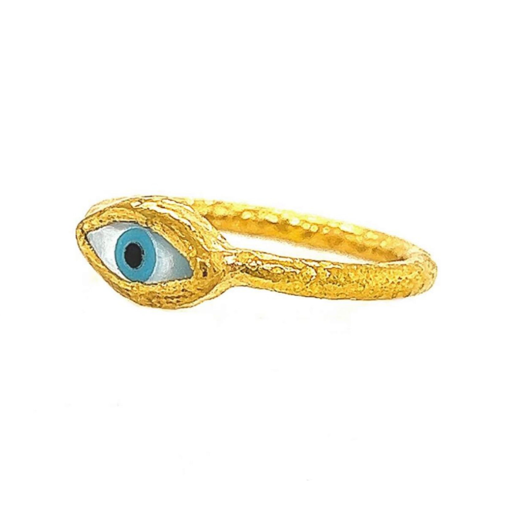 ARA Collection Small Mother of Pearl Evil Eye Ring in 24k Gold
