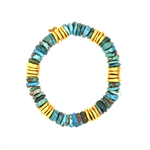ARA Collection 24k Gold & Turquoise Disc Stretch Bracelet