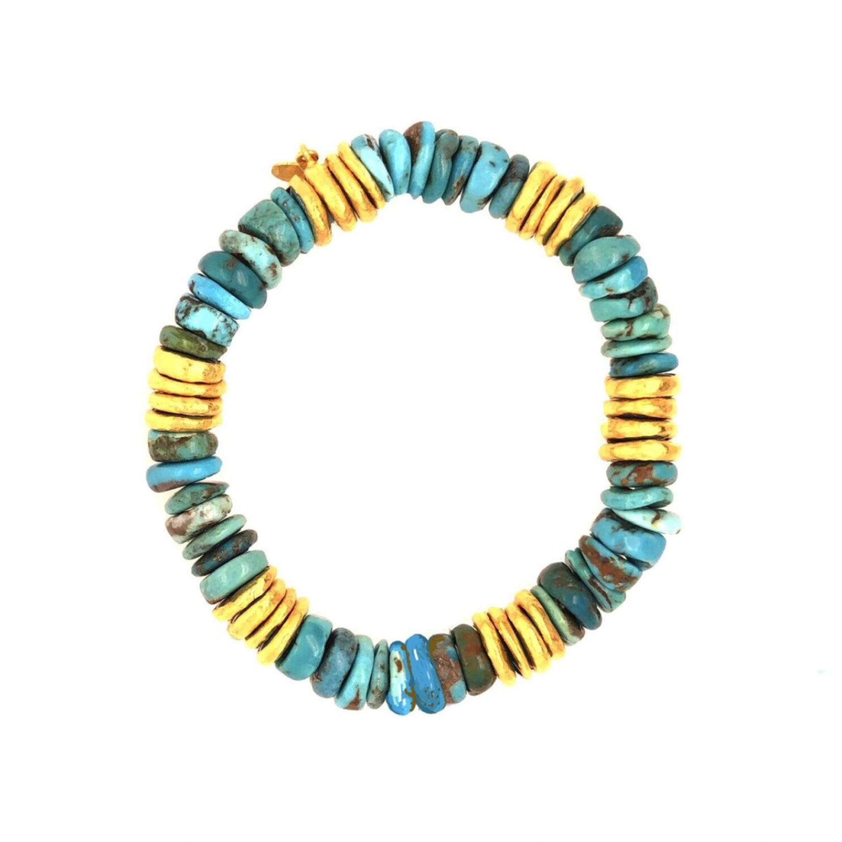 ARA Collection 24k Gold & Turquoise Disc Stretch Bracelet