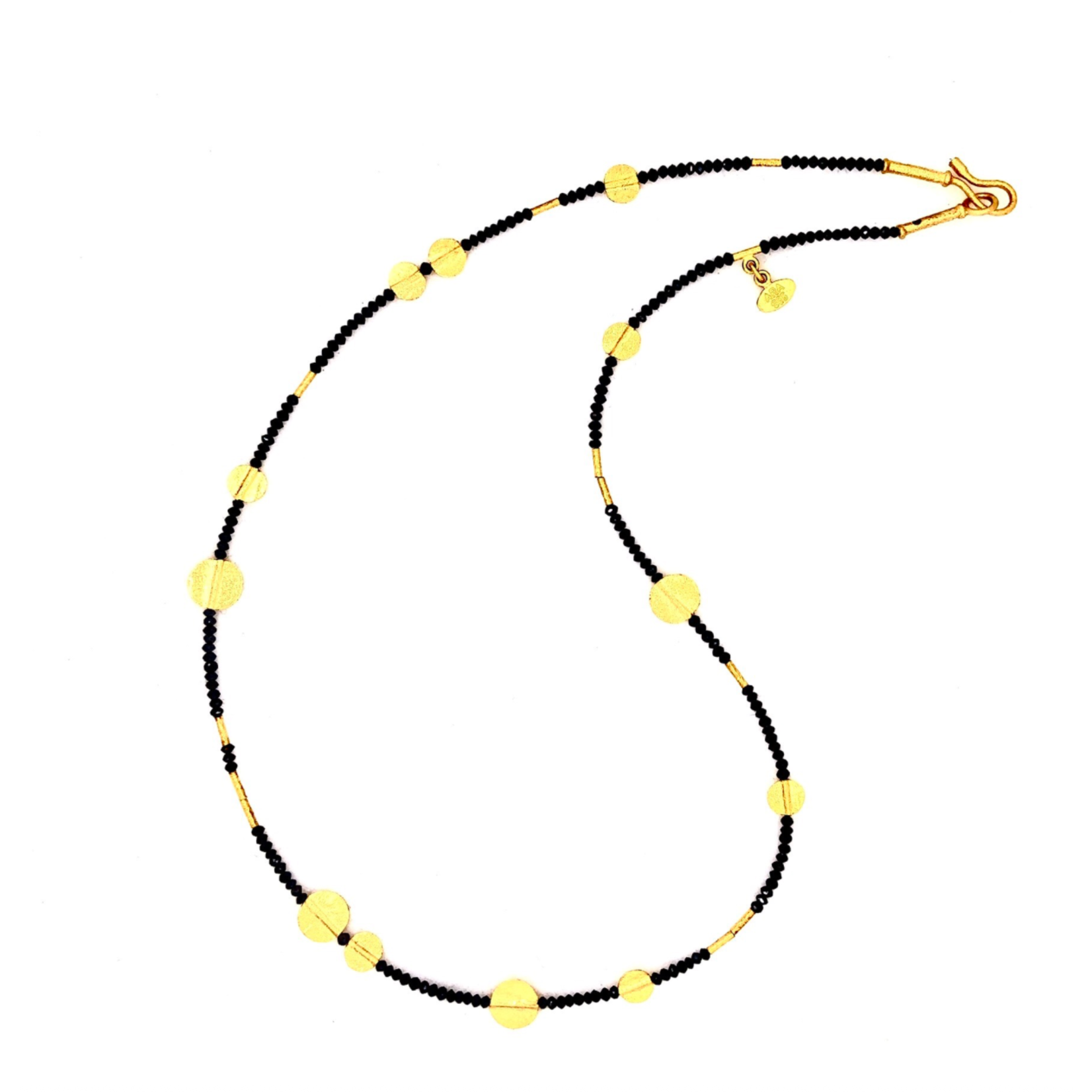ARA Collection Black Diamond & 24k Hammered Disc Necklace
