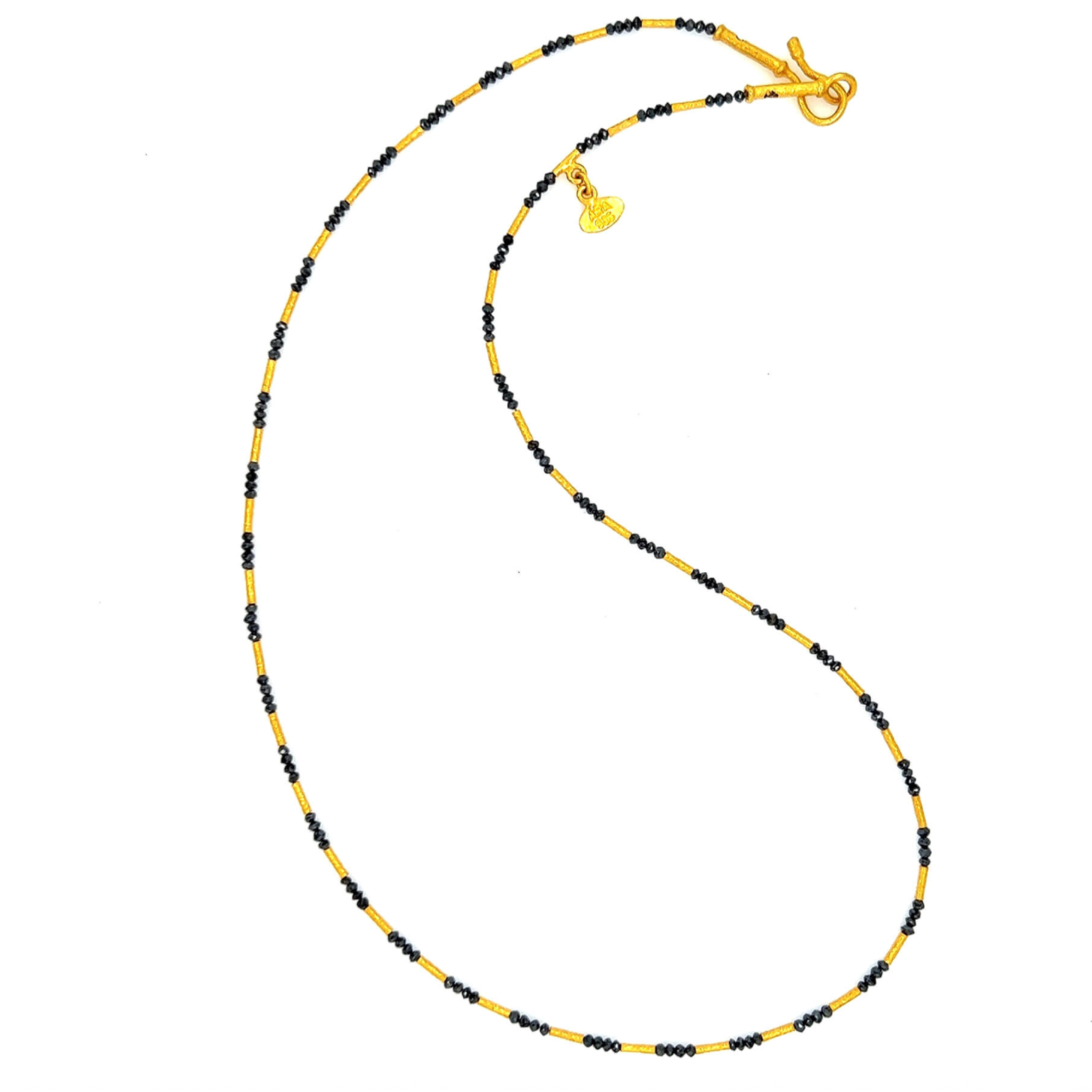 ARA Collection Black Diamond & 24k Gold Tube Necklace