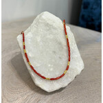 ARA Collection Red Coral & 24k Gold Tube Necklace