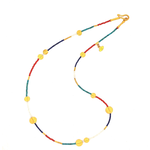 ARA Collection Lapis, Turquoise, Coral, Pearl & 24k Gold Hammered Disc Necklace