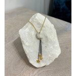 ARA Collection 24k Gold, Oxidized Silver, & Diamond Stars and Moon Necklace