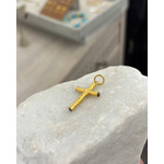 ARA Collection Small Rounded 24k Gold Cross Pendant with Black Spinel Ends