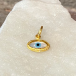 ARA Collection 24k Gold Mother of Pearl Eye Pendant Charm - Mini  (1/2 inch wide)
