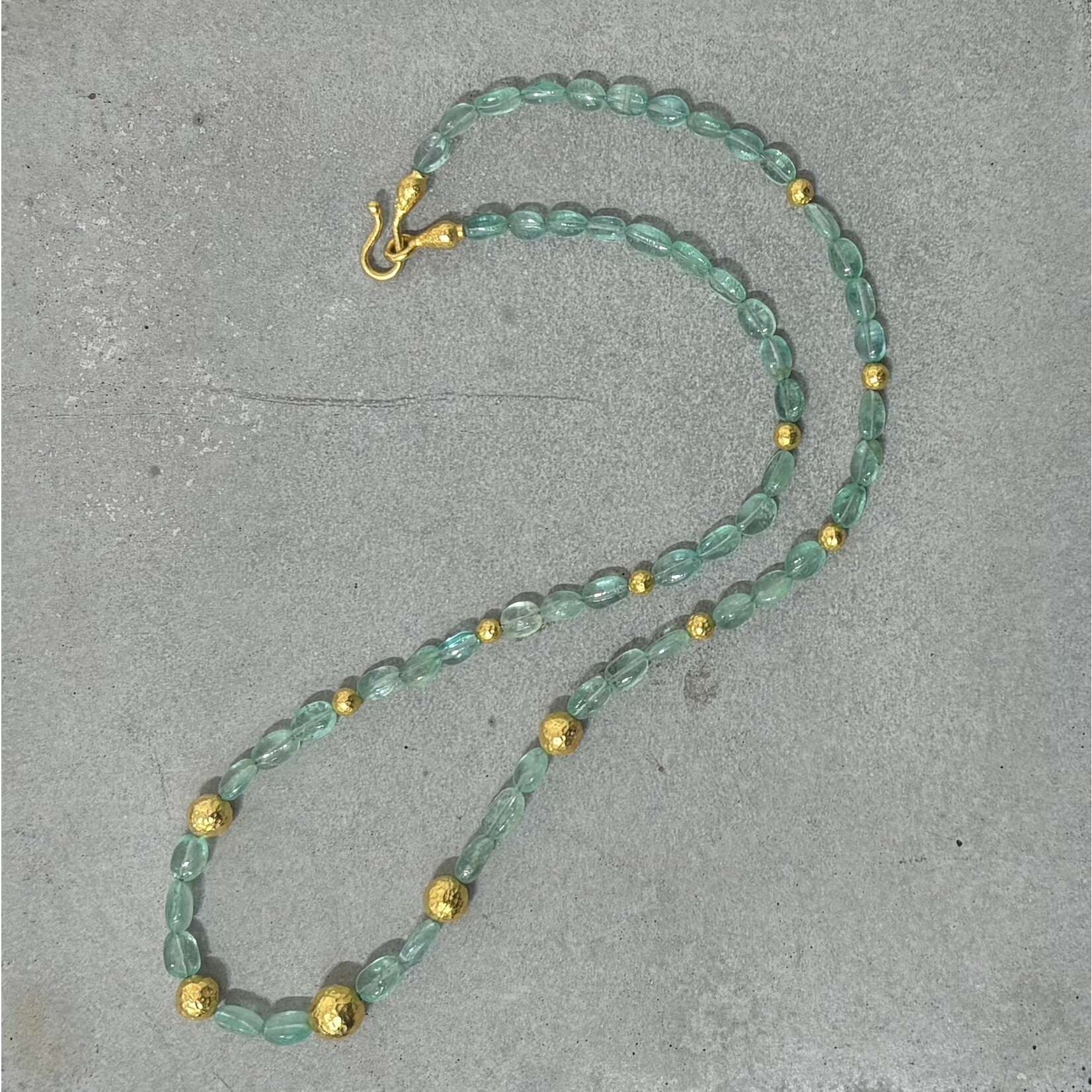 ARA Collection Tumbled Emerald & 24k Gold Bead Necklace