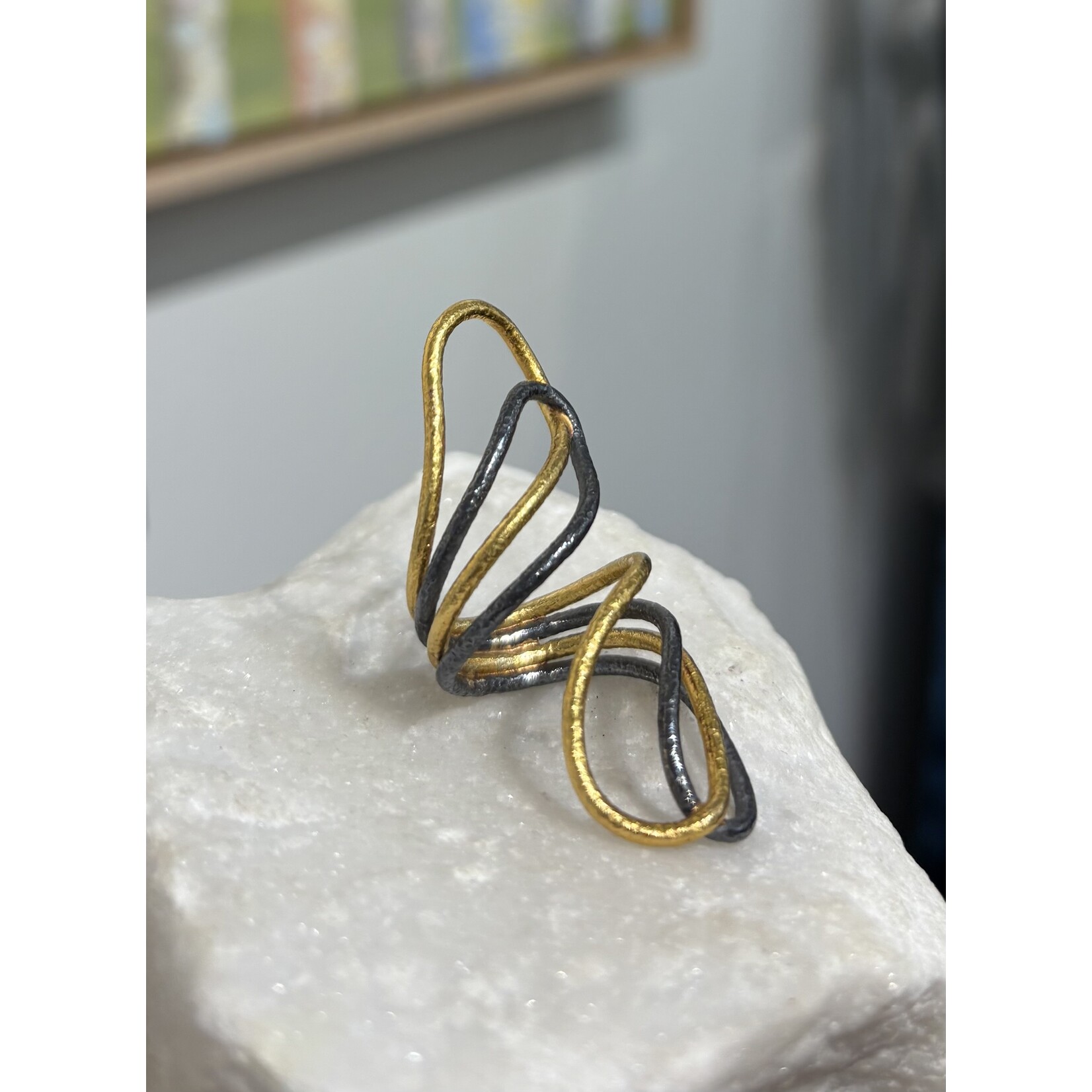 ARA Collection 24k Gold & Oxidized Silver Large Flow Ring