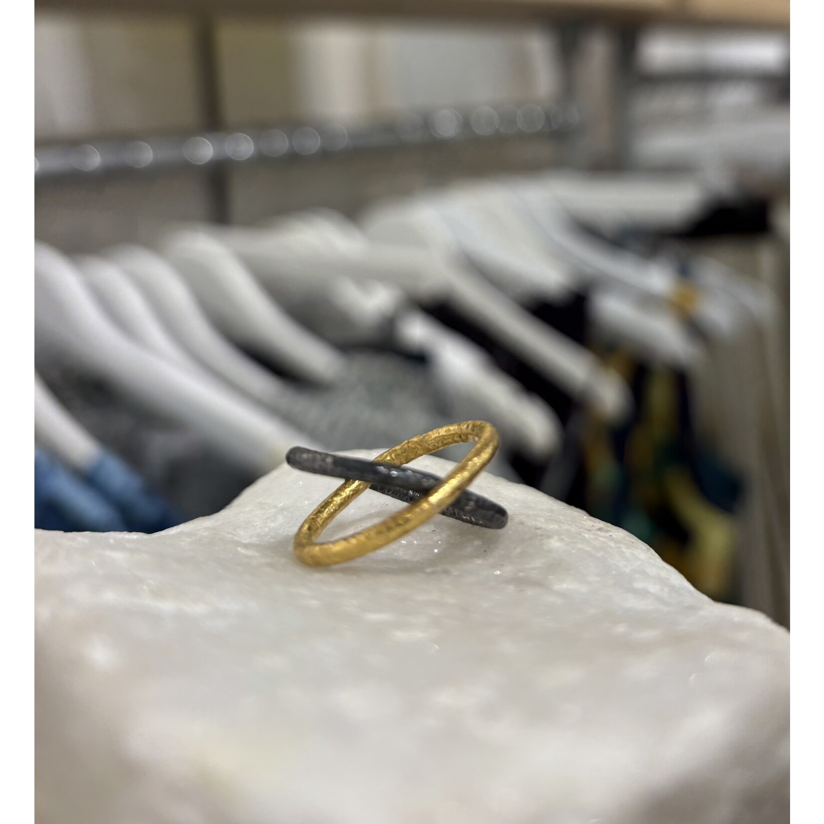 ARA Collection 24k Gold & Oxidized Silver X Ring