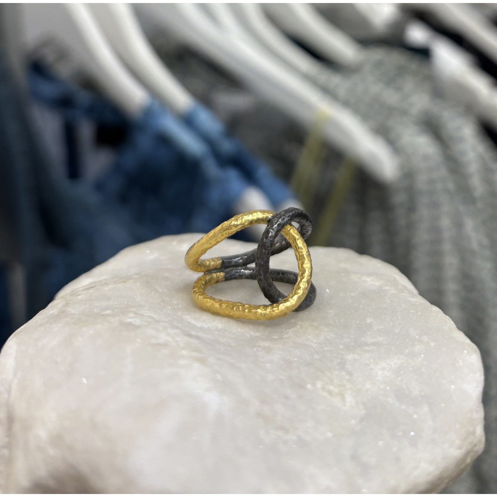 ARA Collection 24k Gold & Oxidized Silver Junction Ring