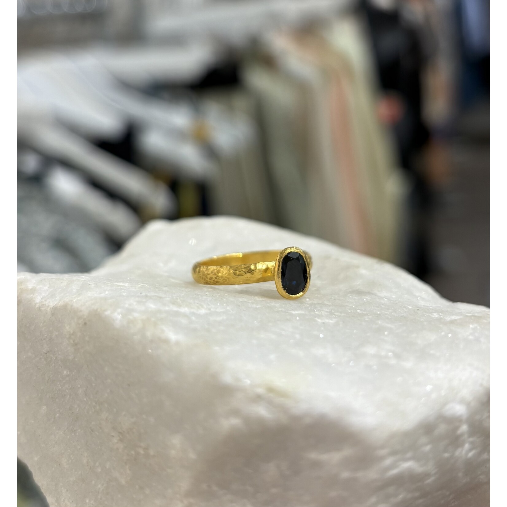 ARA Collection 24k Gold Blue Sapphire Stack Ring