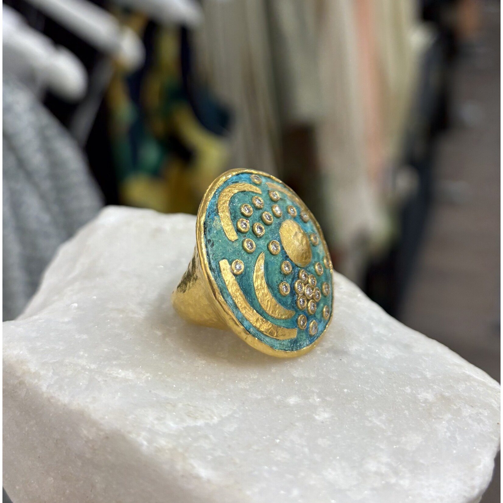 ARA Collection Oxidized Copper, 24k Gold & Diamond Nebra Star Ring