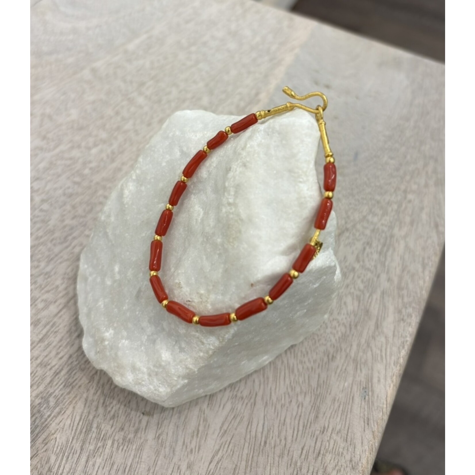 ARA Collection Coral & 24k Gold Bead Bracelet