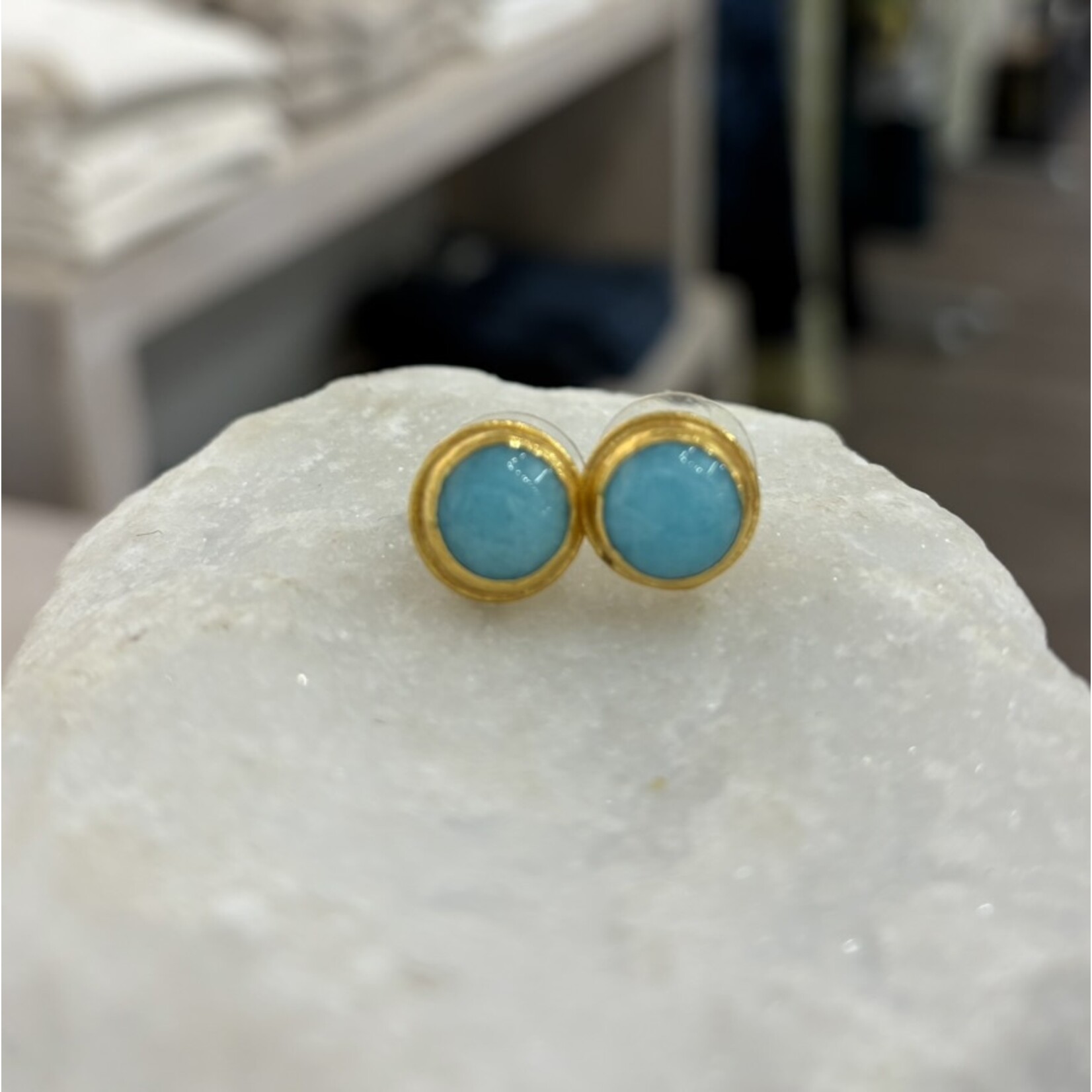 ARA Collection 24k Gold & Amazonite Round Studs