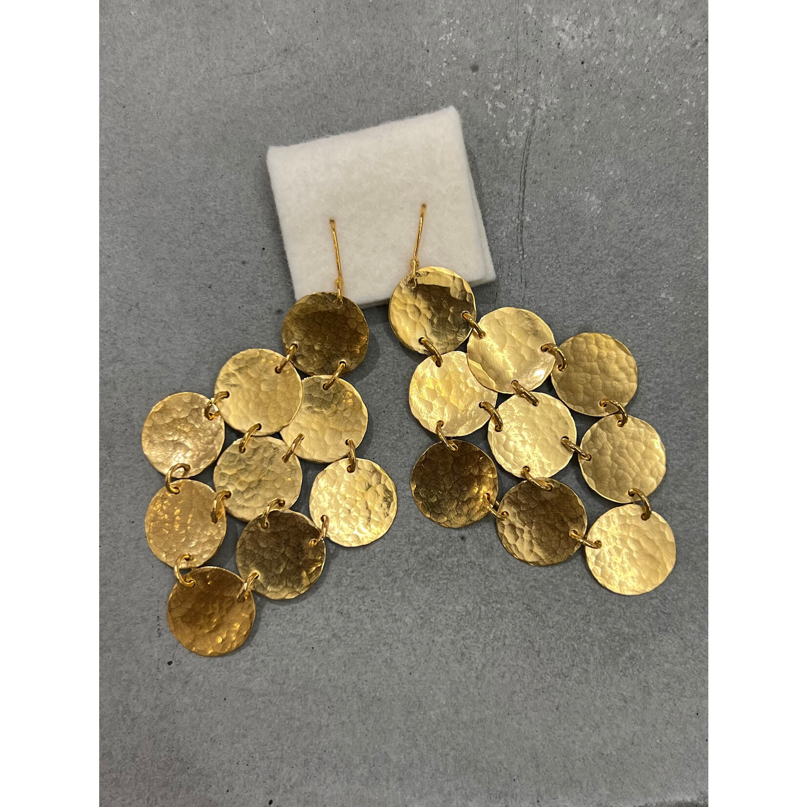 DeNev 9 Coin 18k Yellow Gold Vermeil Chandelier Earrings
