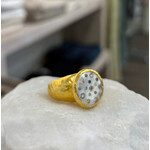 ARA Collection 24k Gold Disc Pearl & Scattered Diamond Ring