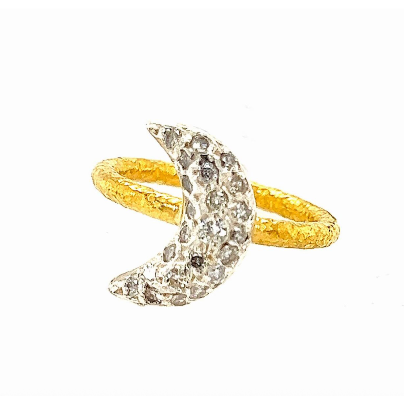 ARA Collection 24k Gold, Sterling Silver and Diamond Moon Ring