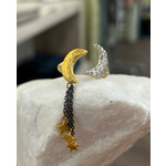 ARA Collection 24k Gold, Sterling Silver & Diamond Moon and Stars Ring