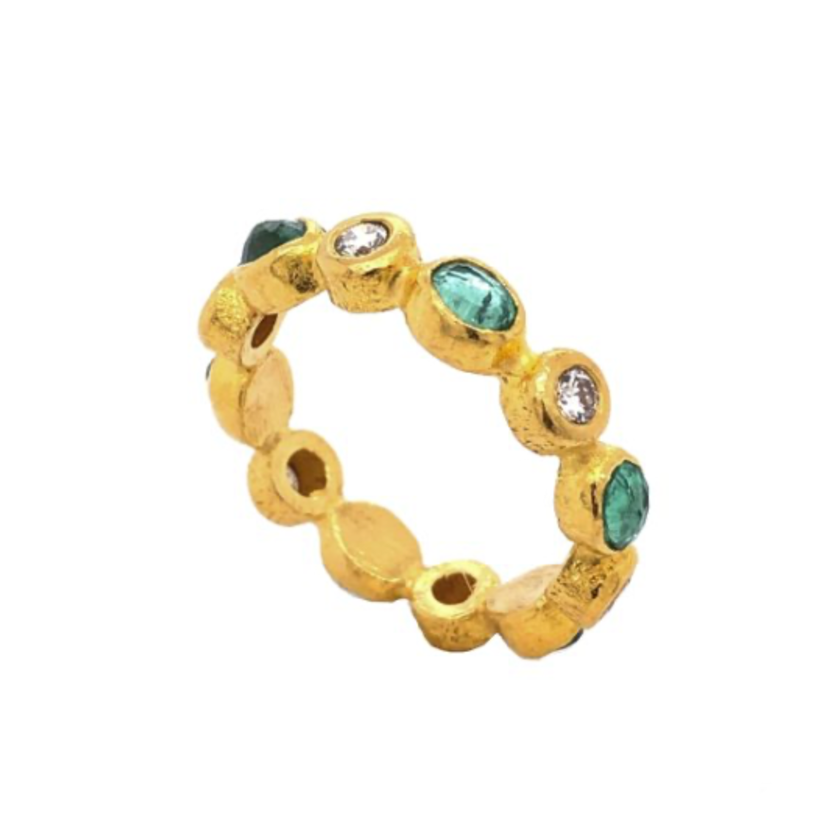 ARA Collection 24k Gold, Emerald & Diamond Eternity Band