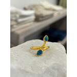ARA Collection 24k Gold & Australian Opal Doublet Leaf Ring