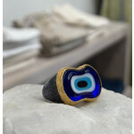 ARA Collection 24k Gold & Oxidized Silver Dark Blue Evil Eye Ring