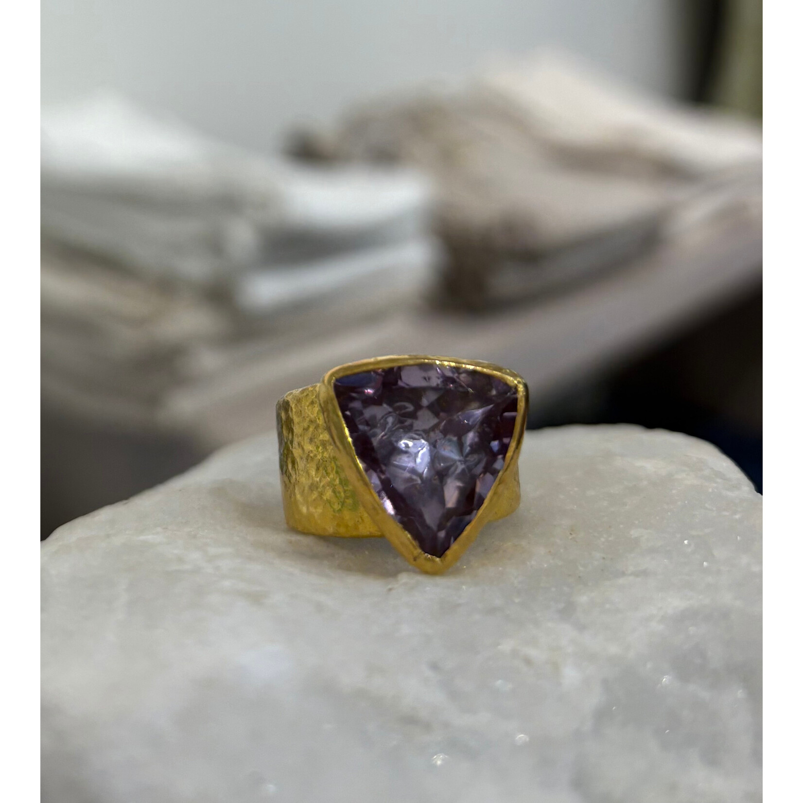 ARA Collection 24k Gold Trillion Amethyst Cigar Band
