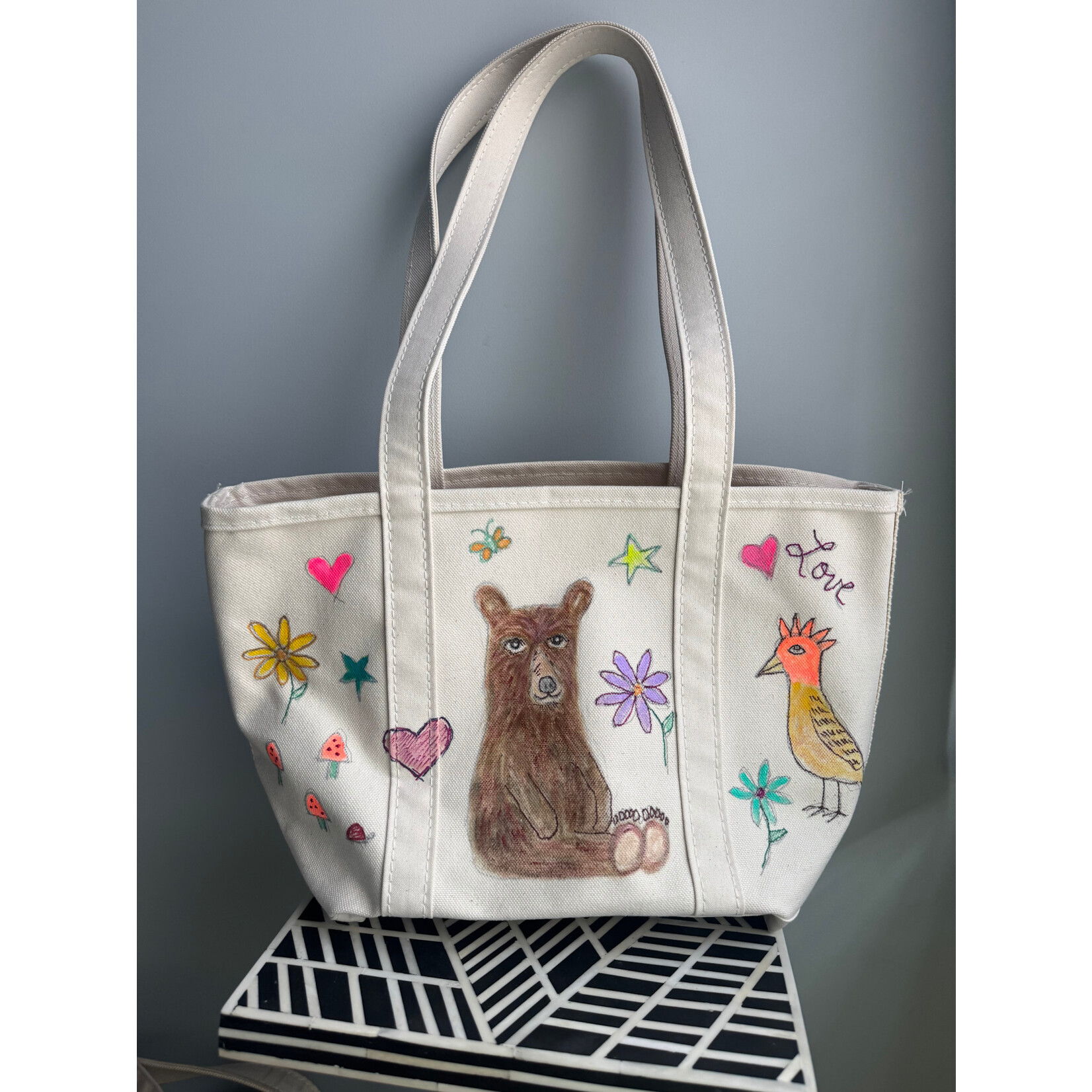 Kim Wyly Medium Canvas Tote with Long Handles Royal Blue Cowboy Hat