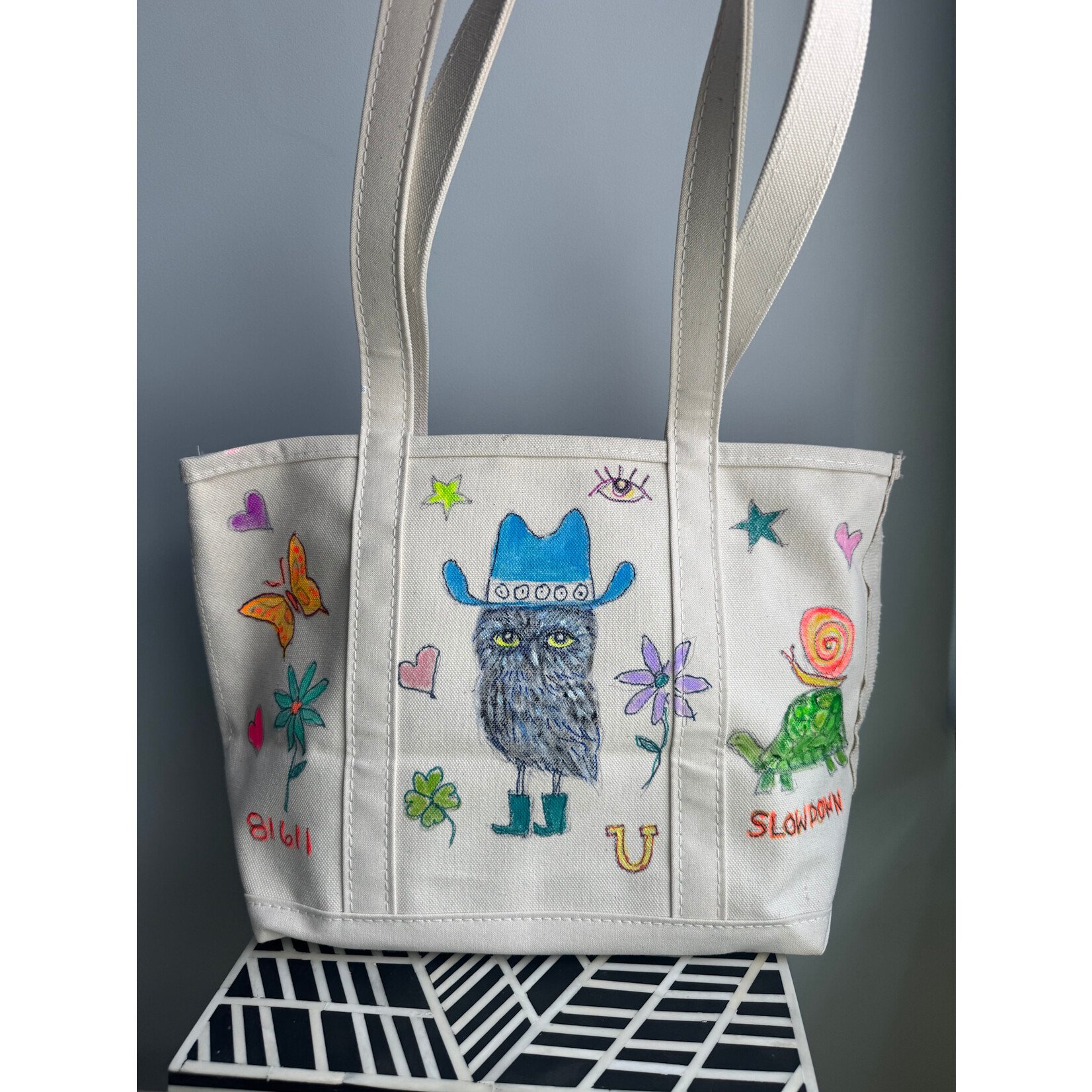 Kim Wyly Medium Canvas Tote with Long Handles Royal Blue Cowboy Hat