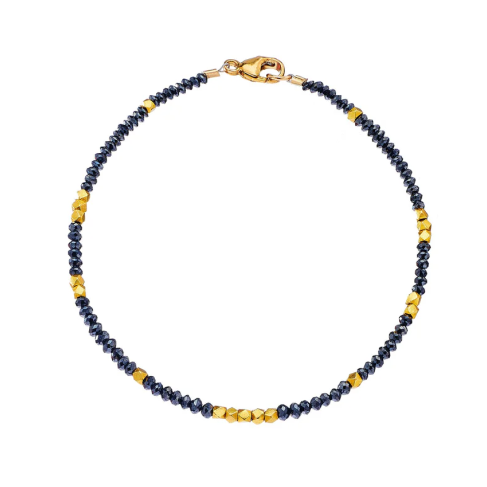 Sethi Couture Black Diamond and 18k Gold Bead Noir Bracelet, 2mm, 7"