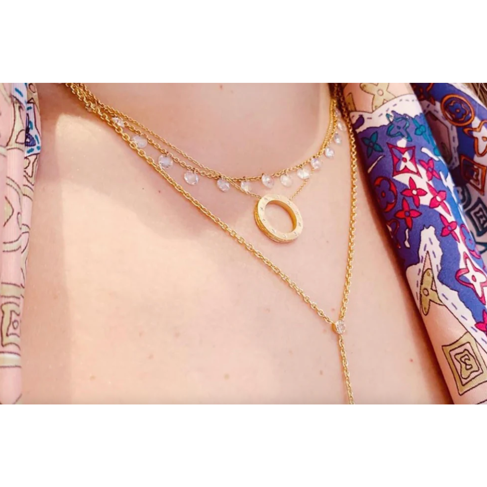 Sethi Couture 18k Gold and Diamond Dunes Small Circle Necklace, 16"-18"