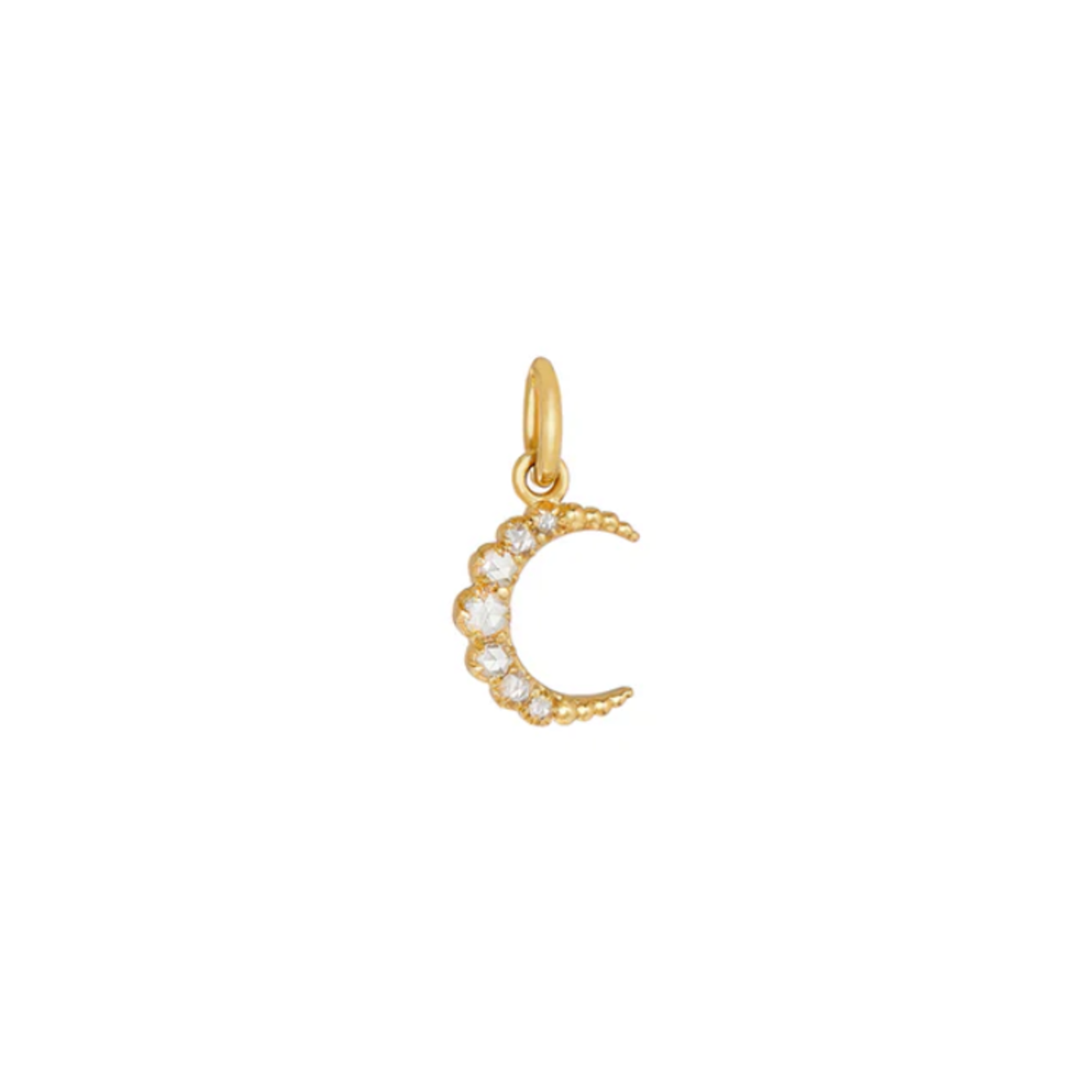 Sethi Couture 18k and Rose Cut Diamond Mini Crescent Moon Pendant