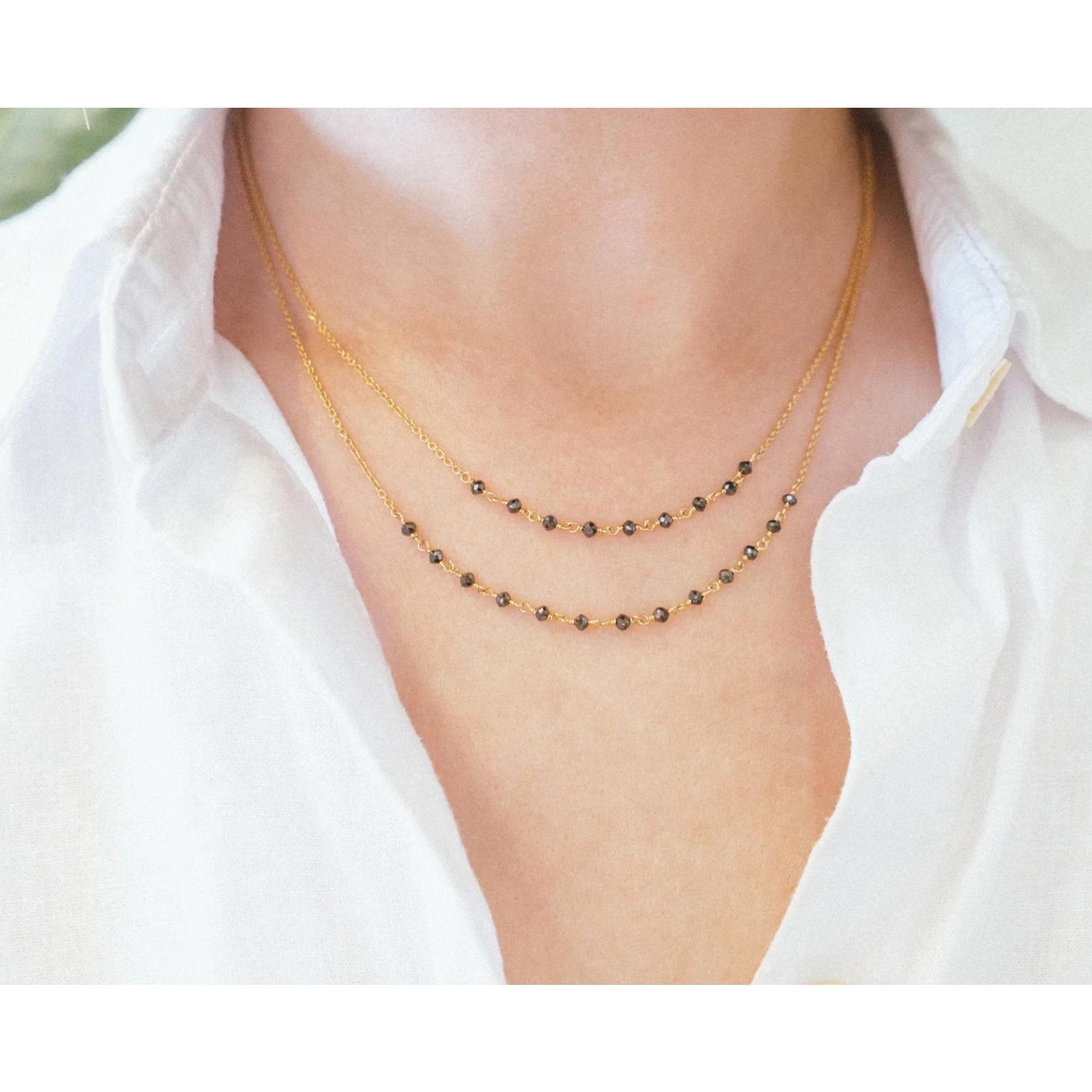 Sethi Couture 18k and Black Diamond Double Strand Jillian Necklace, 16"-18"